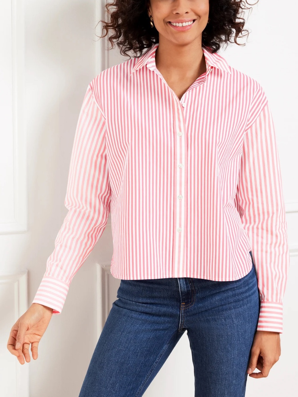 Talbots Poplin Button Down Striped Shirt